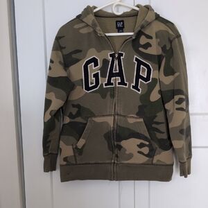 GAP Kids Green Camo Zip-Up Hoodie